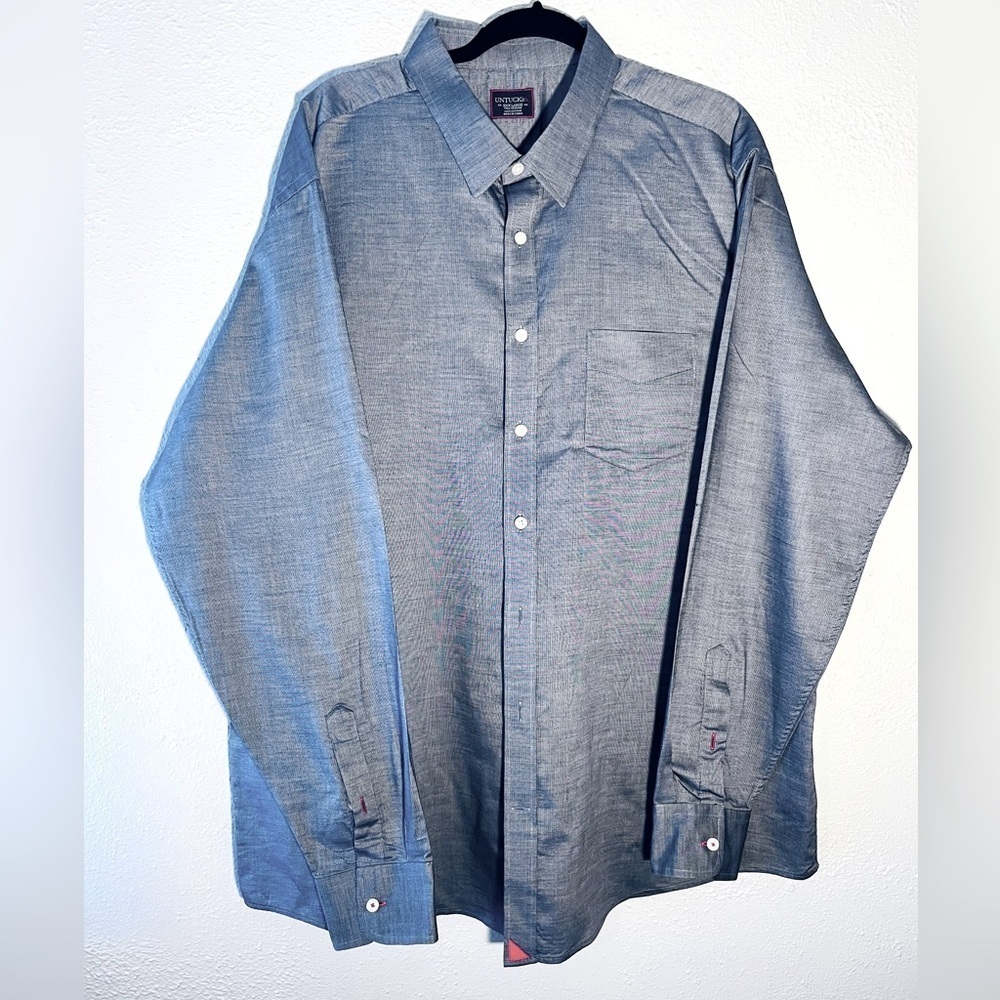 Untuckit Shirt Men’s Blue 100% Cotton Button Up Long Sleeve Size XXXL